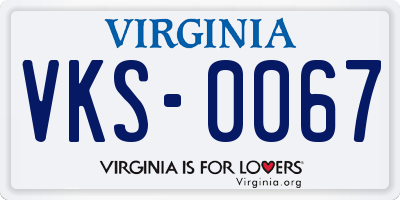 VA license plate VKS0067