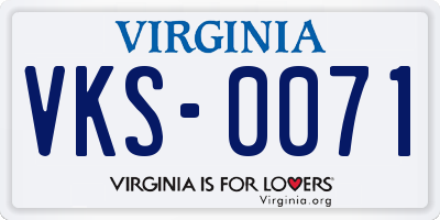 VA license plate VKS0071