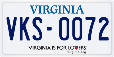 VA license plate VKS0072