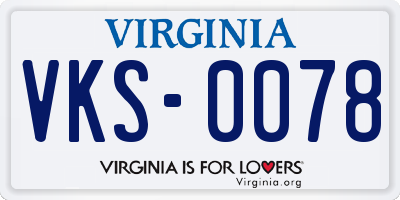 VA license plate VKS0078
