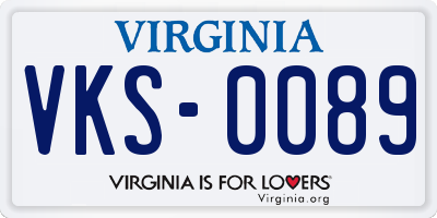 VA license plate VKS0089