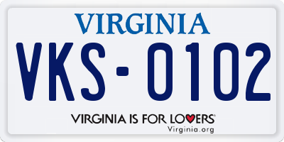 VA license plate VKS0102
