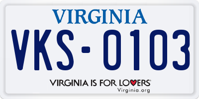 VA license plate VKS0103