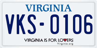 VA license plate VKS0106