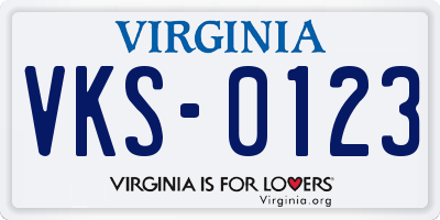 VA license plate VKS0123