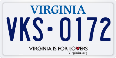 VA license plate VKS0172
