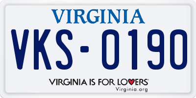 VA license plate VKS0190