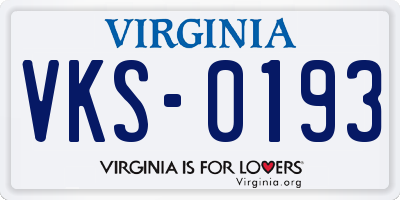 VA license plate VKS0193