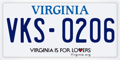 VA license plate VKS0206