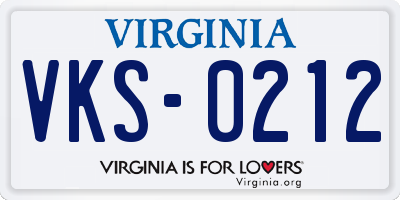 VA license plate VKS0212