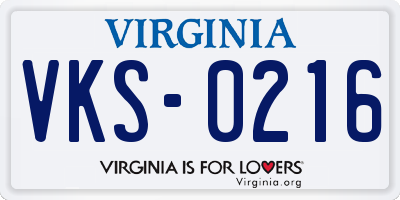 VA license plate VKS0216
