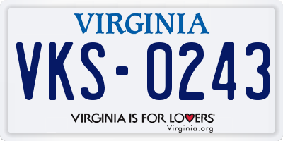 VA license plate VKS0243