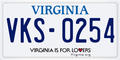 VA license plate VKS0254
