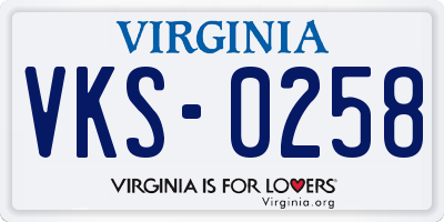 VA license plate VKS0258