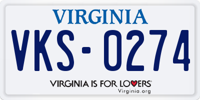 VA license plate VKS0274