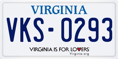 VA license plate VKS0293