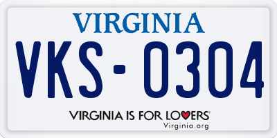 VA license plate VKS0304