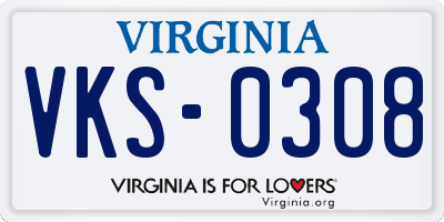VA license plate VKS0308