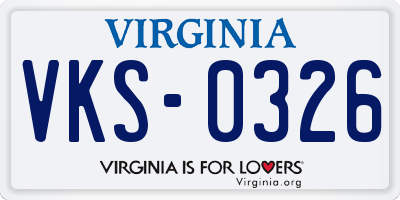 VA license plate VKS0326