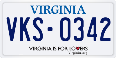 VA license plate VKS0342