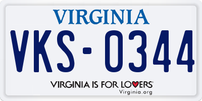 VA license plate VKS0344
