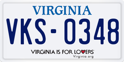 VA license plate VKS0348