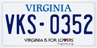 VA license plate VKS0352