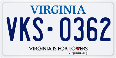 VA license plate VKS0362