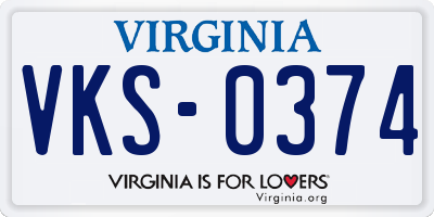 VA license plate VKS0374
