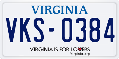VA license plate VKS0384