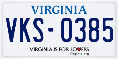 VA license plate VKS0385
