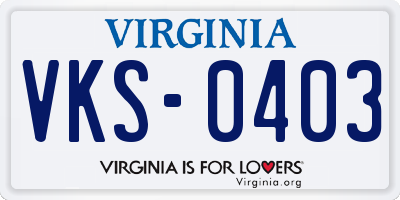 VA license plate VKS0403