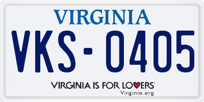 VA license plate VKS0405