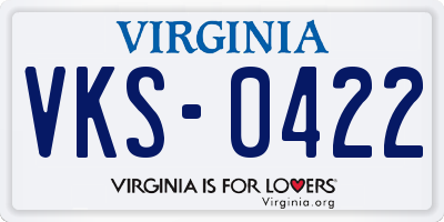 VA license plate VKS0422