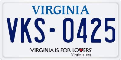 VA license plate VKS0425