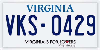 VA license plate VKS0429