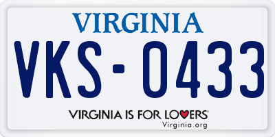 VA license plate VKS0433