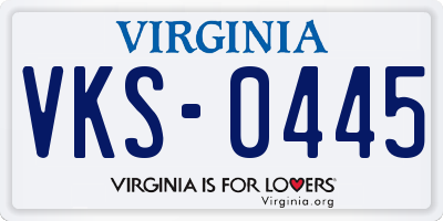 VA license plate VKS0445