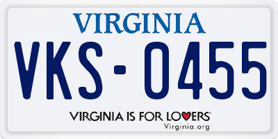 VA license plate VKS0455