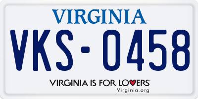 VA license plate VKS0458
