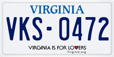 VA license plate VKS0472