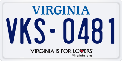 VA license plate VKS0481