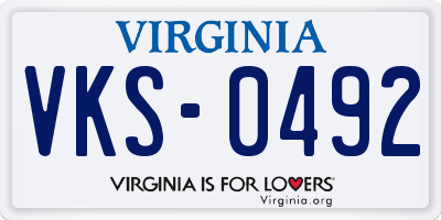 VA license plate VKS0492