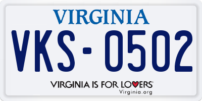 VA license plate VKS0502