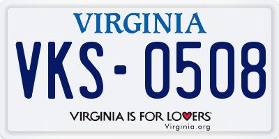VA license plate VKS0508
