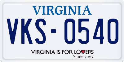 VA license plate VKS0540