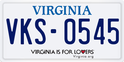 VA license plate VKS0545