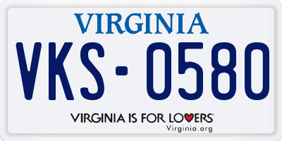 VA license plate VKS0580