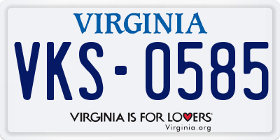 VA license plate VKS0585