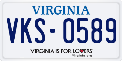 VA license plate VKS0589
